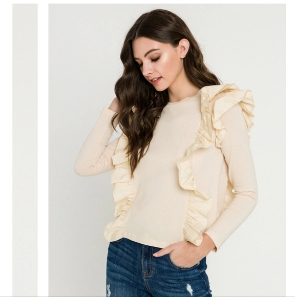 🇺🇸 Anthropologie NWTs Karina Ruffled Sweatshirt - Picture 13 of 13